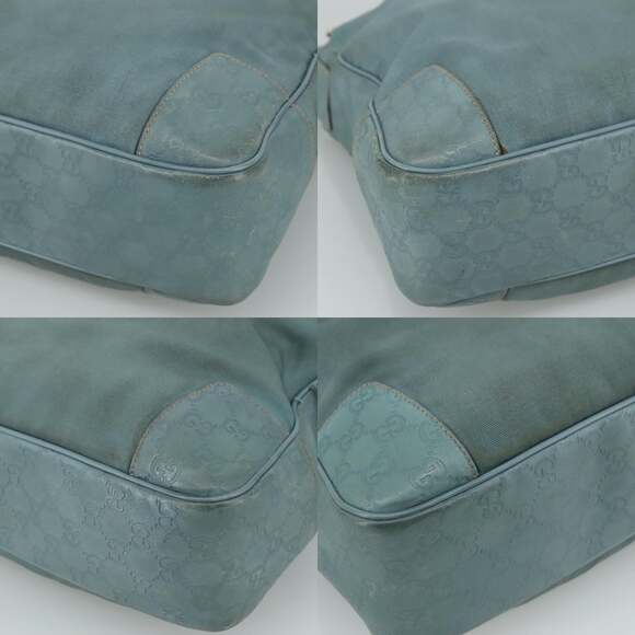 GUCCI GG Canvas Guccissima Shoulder Bag Turquoise Blue - Picture 10 of 13